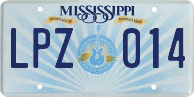 MS license plate LPZ014