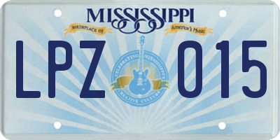 MS license plate LPZ015