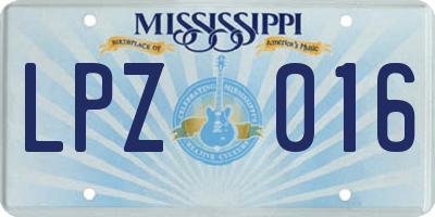 MS license plate LPZ016