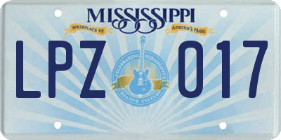 MS license plate LPZ017