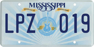 MS license plate LPZ019
