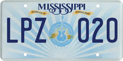 MS license plate LPZ020