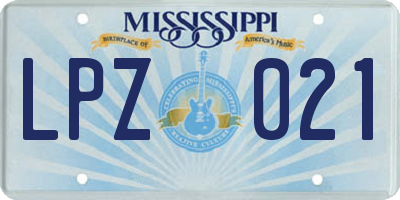 MS license plate LPZ021
