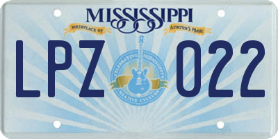 MS license plate LPZ022