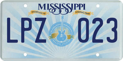 MS license plate LPZ023