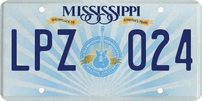 MS license plate LPZ024