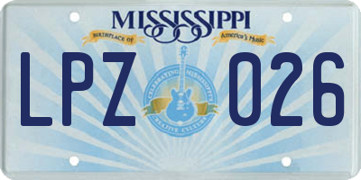MS license plate LPZ026