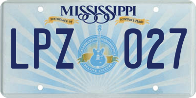 MS license plate LPZ027