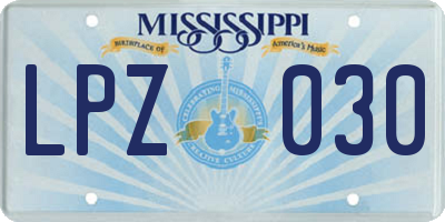 MS license plate LPZ030