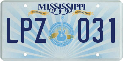MS license plate LPZ031