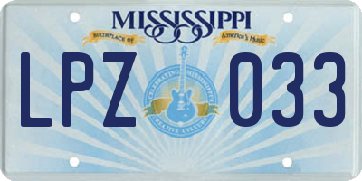 MS license plate LPZ033