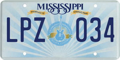 MS license plate LPZ034