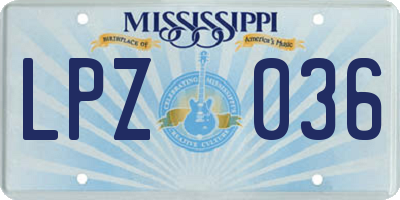 MS license plate LPZ036