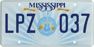 MS license plate LPZ037
