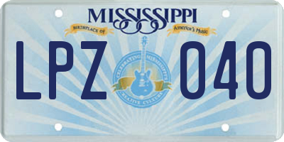 MS license plate LPZ040