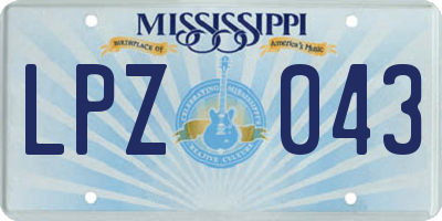 MS license plate LPZ043