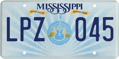 MS license plate LPZ045