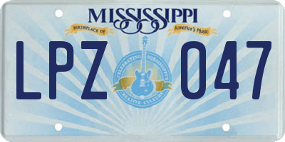 MS license plate LPZ047