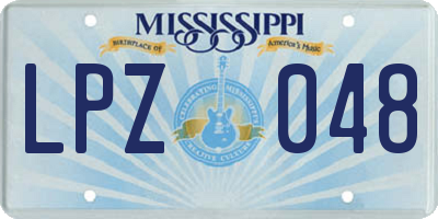 MS license plate LPZ048