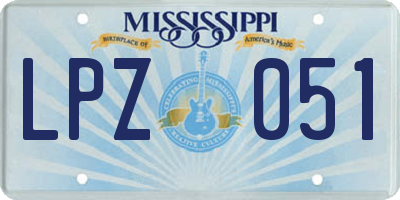 MS license plate LPZ051