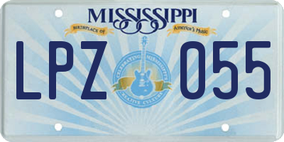 MS license plate LPZ055