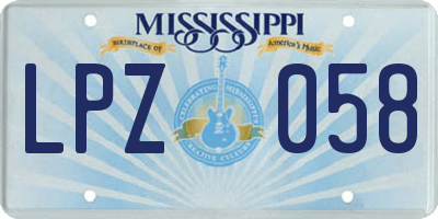 MS license plate LPZ058