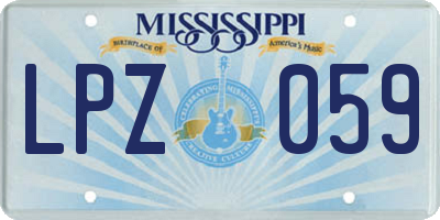 MS license plate LPZ059