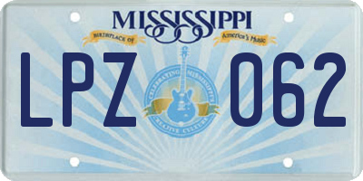 MS license plate LPZ062