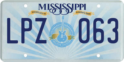 MS license plate LPZ063