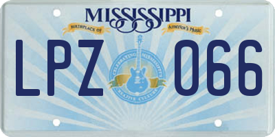 MS license plate LPZ066