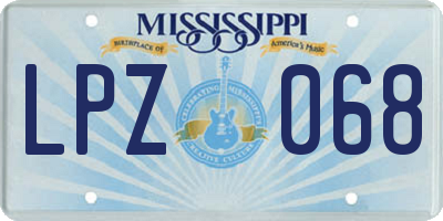 MS license plate LPZ068