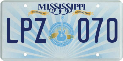 MS license plate LPZ070