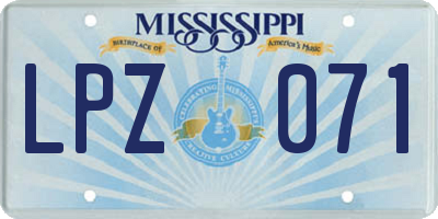 MS license plate LPZ071