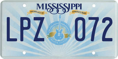 MS license plate LPZ072