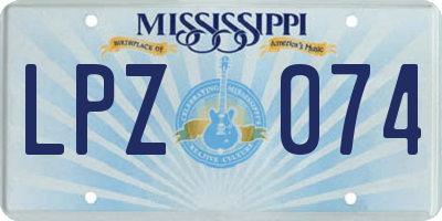 MS license plate LPZ074