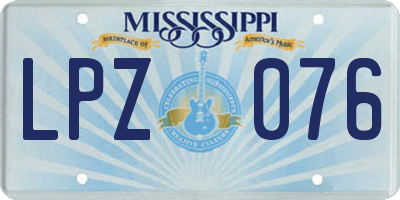 MS license plate LPZ076