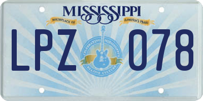 MS license plate LPZ078