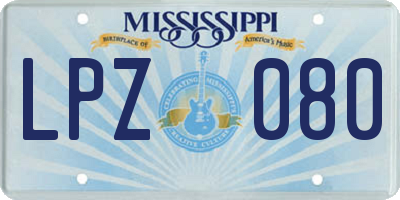 MS license plate LPZ080