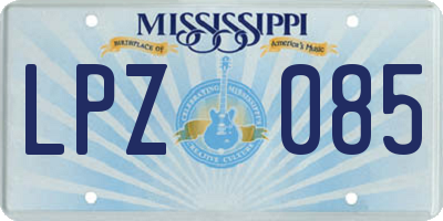 MS license plate LPZ085