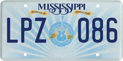 MS license plate LPZ086