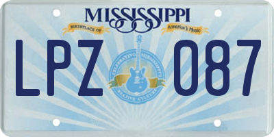MS license plate LPZ087