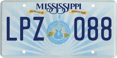 MS license plate LPZ088