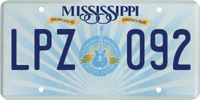 MS license plate LPZ092