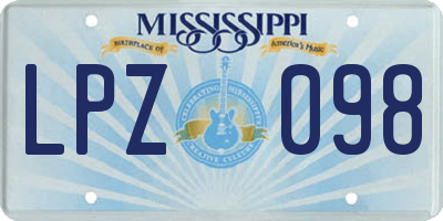 MS license plate LPZ098