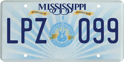 MS license plate LPZ099