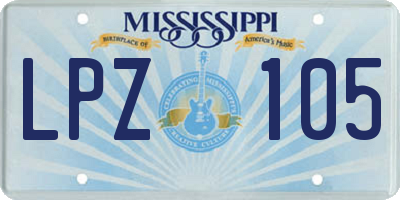 MS license plate LPZ105