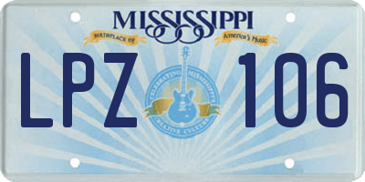 MS license plate LPZ106