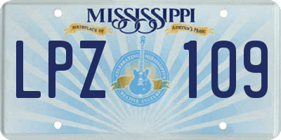 MS license plate LPZ109