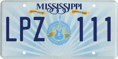 MS license plate LPZ111