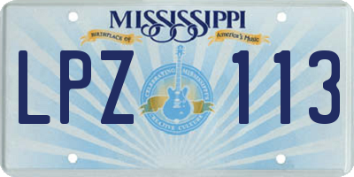 MS license plate LPZ113